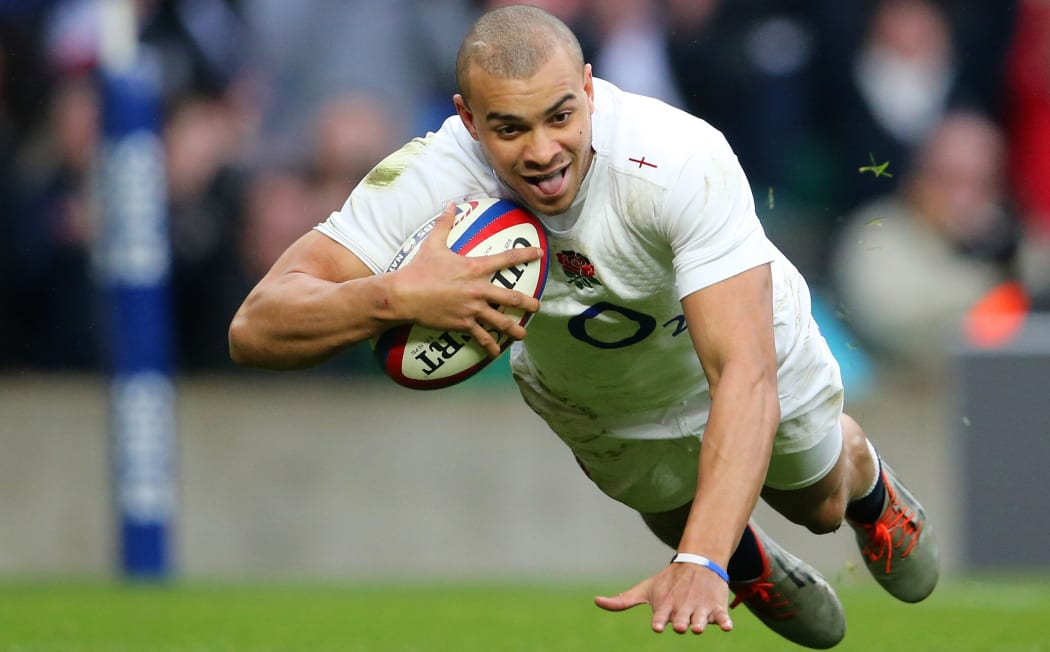 England's Jonathan Joseph scores a try.