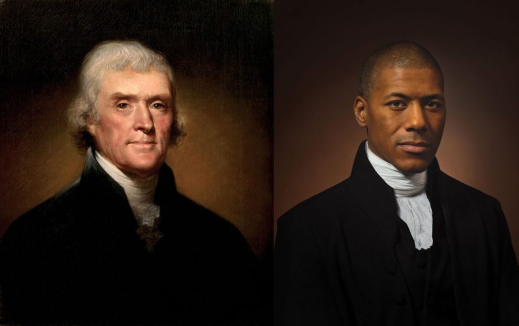 Left: Rembrandt Peale's Thomas Jefferson (1800); right: Shannon LaNier