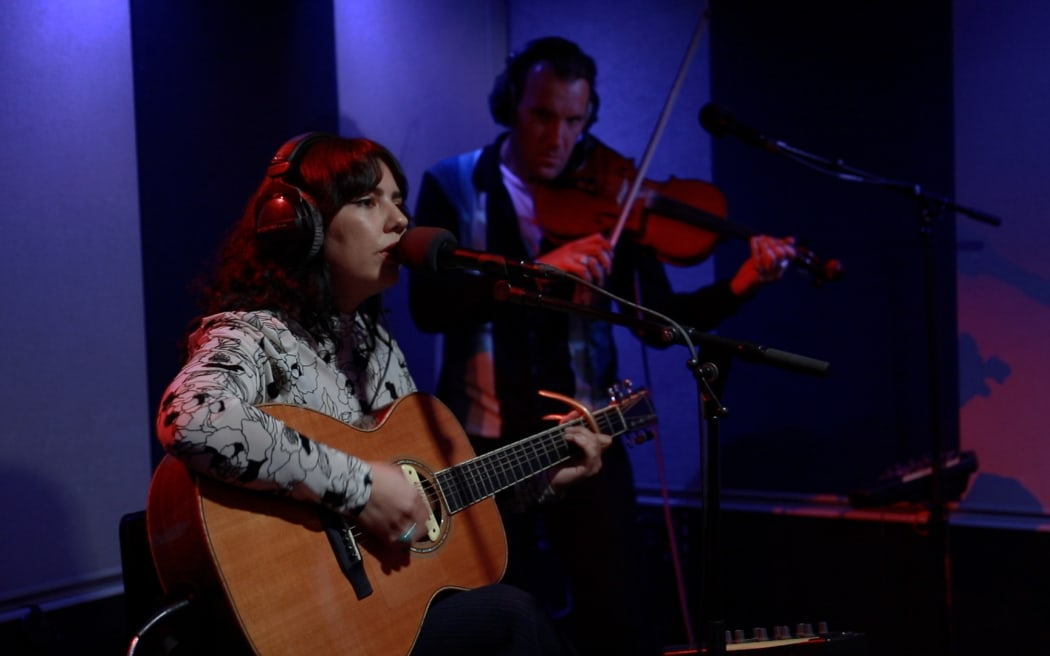 Ngāpuhi alt-folk musician Erny Belle (aka Aimee Renata) in the RNZ Auckland studio for NZ Live ahead of the release of her second album 'Not Your Cupid'.