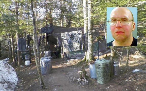 Chris Knight set up this camp in remote forest in Maine.