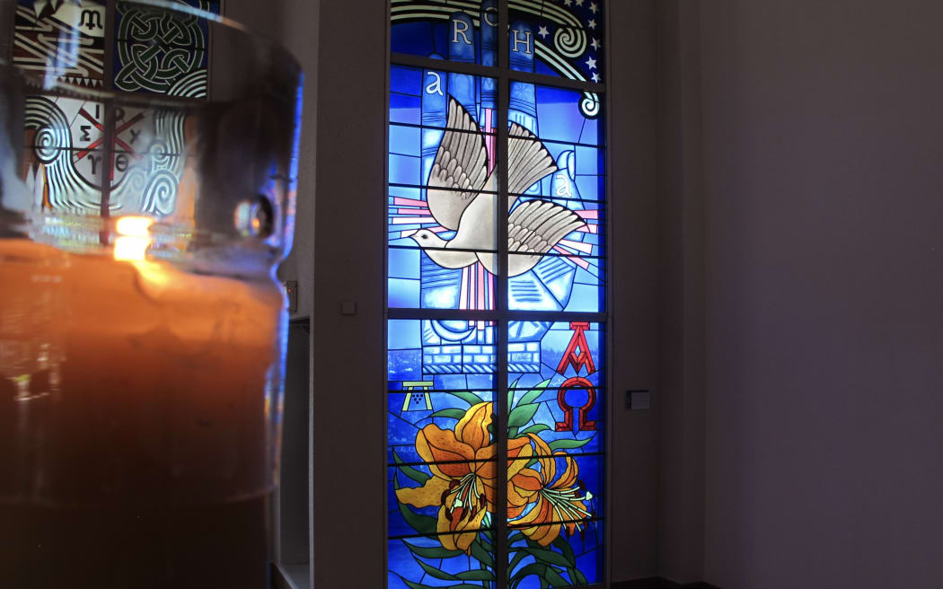 Candle and stained glass