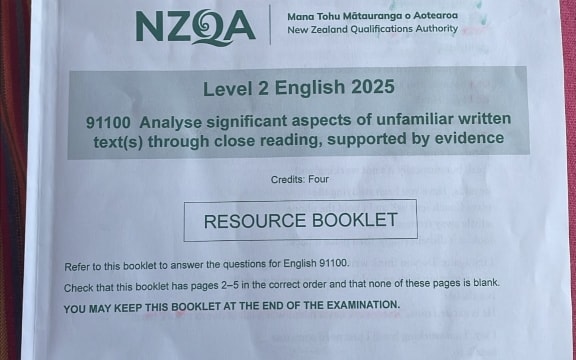 Cover of the 2025 NCEA level 2 English exam.