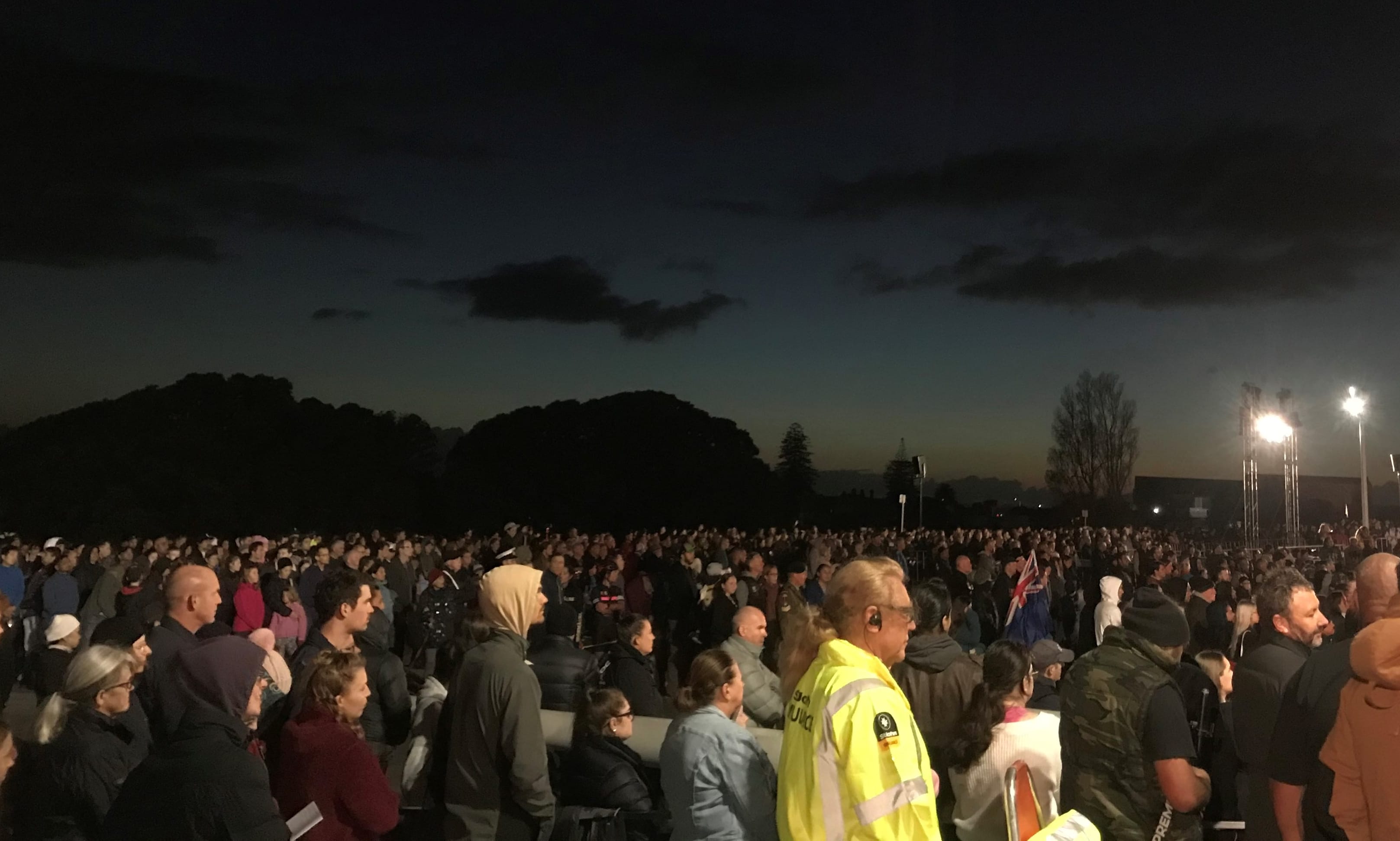 The sun rises during the dawn service in Auckland.