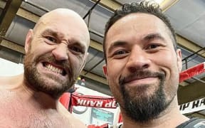 Tyson Fury and Joseph Parker at training inLas Vegas.
