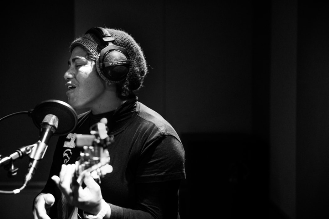 Betty-Anne from the band Adijah performing at the RNZ Auckland studios.