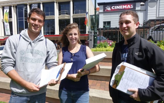 Students doing the survey from Worcester Polytechnic Institute in Massachusetts.
Left to right: Thomas Nuthman, Jessica Desmond and Matthew Dunster