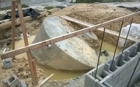 Half completed drainage left to float,