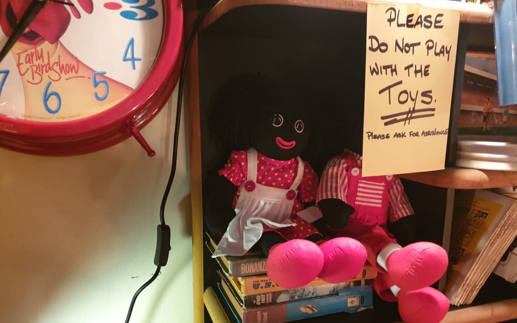 Golliwog dolls at Just Plane Interesting Antiques and Collectables in west Auckland