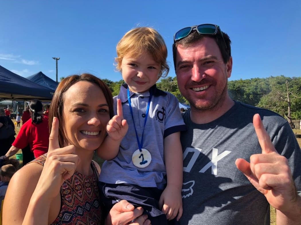 Caroline Waldron and Bart Constable with their daughter Olivia.