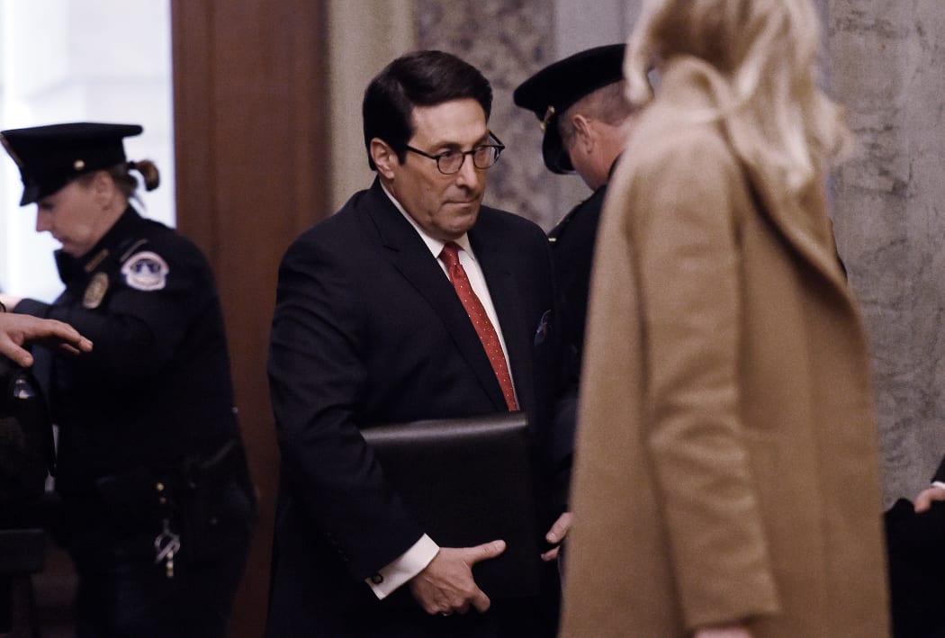 US President Donald Trump's personal attorney, Jay Sekulow (C) arrives at the US Capitol for President Donald Trump's impeachment trial in the Senate.