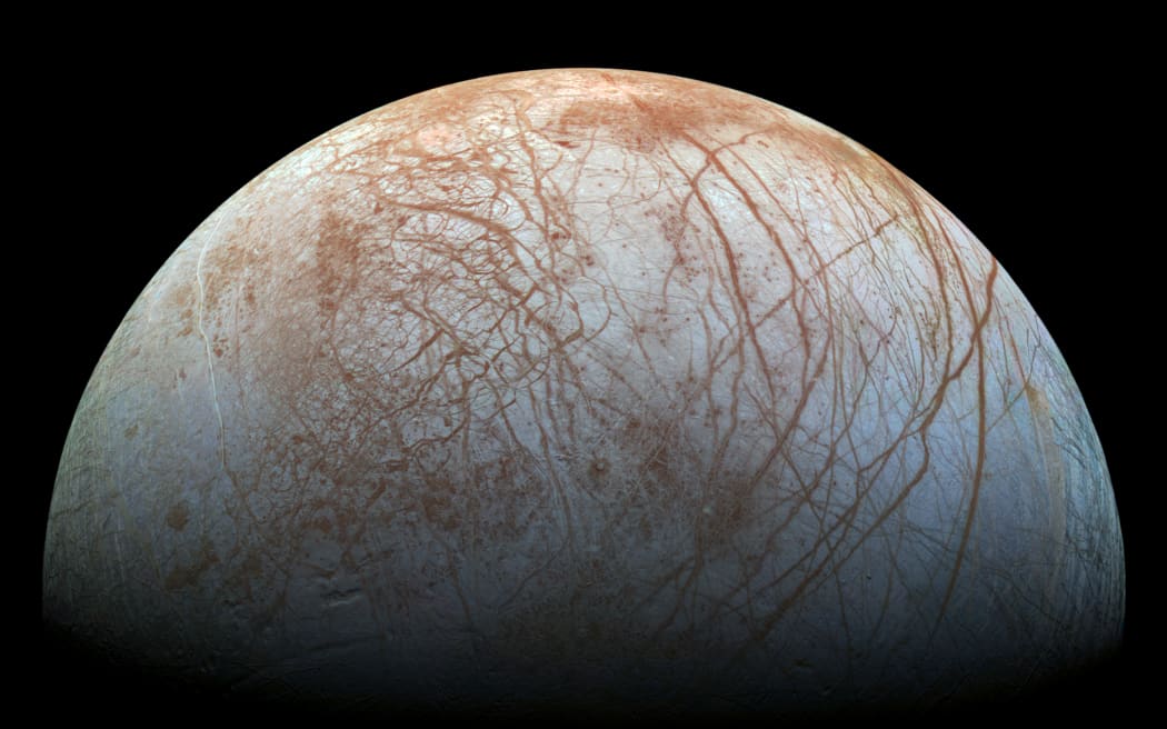 Jupiter's moon Europa may have an ocean under its ice.