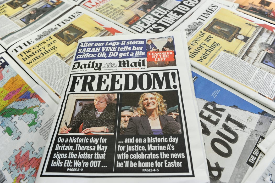 British newspapers' front pages on the formal triggering of Brexit.