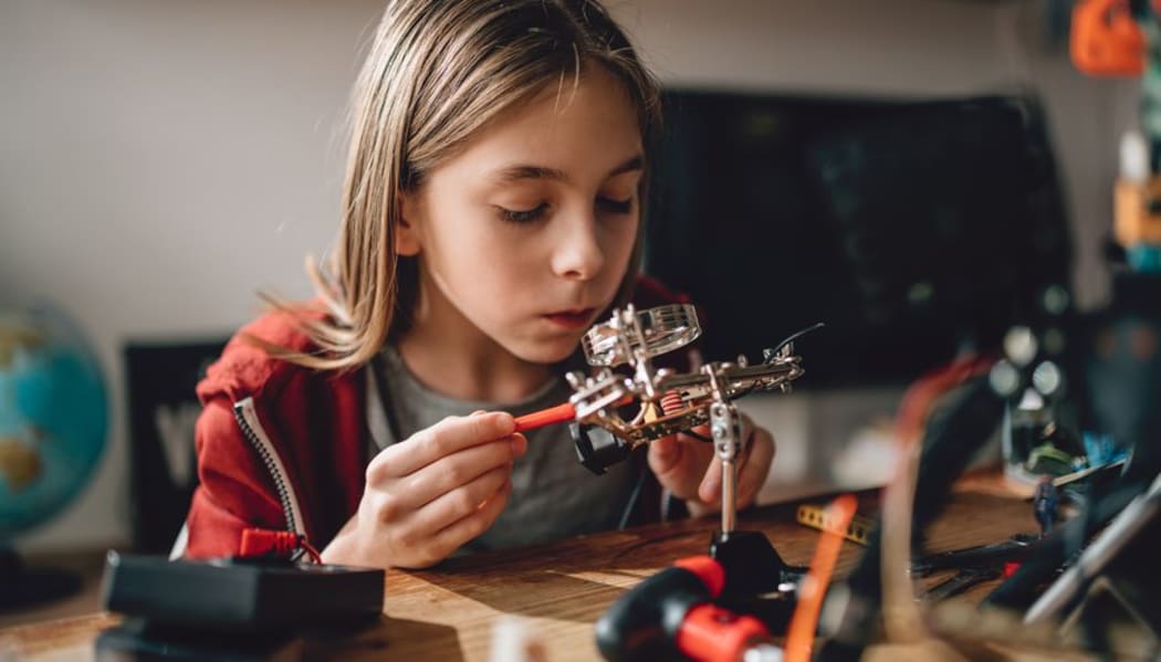 girl playing with equipment