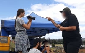 Protesters were pushed around and verbally abused at the rodeo.
