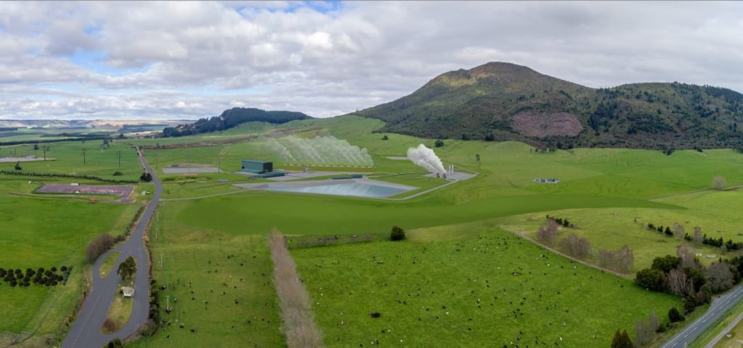 Illustration of the planned new Tauhara geothermal power station to be built by Contact Energy.