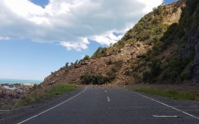 A landslip on SH1 near Kaikoura