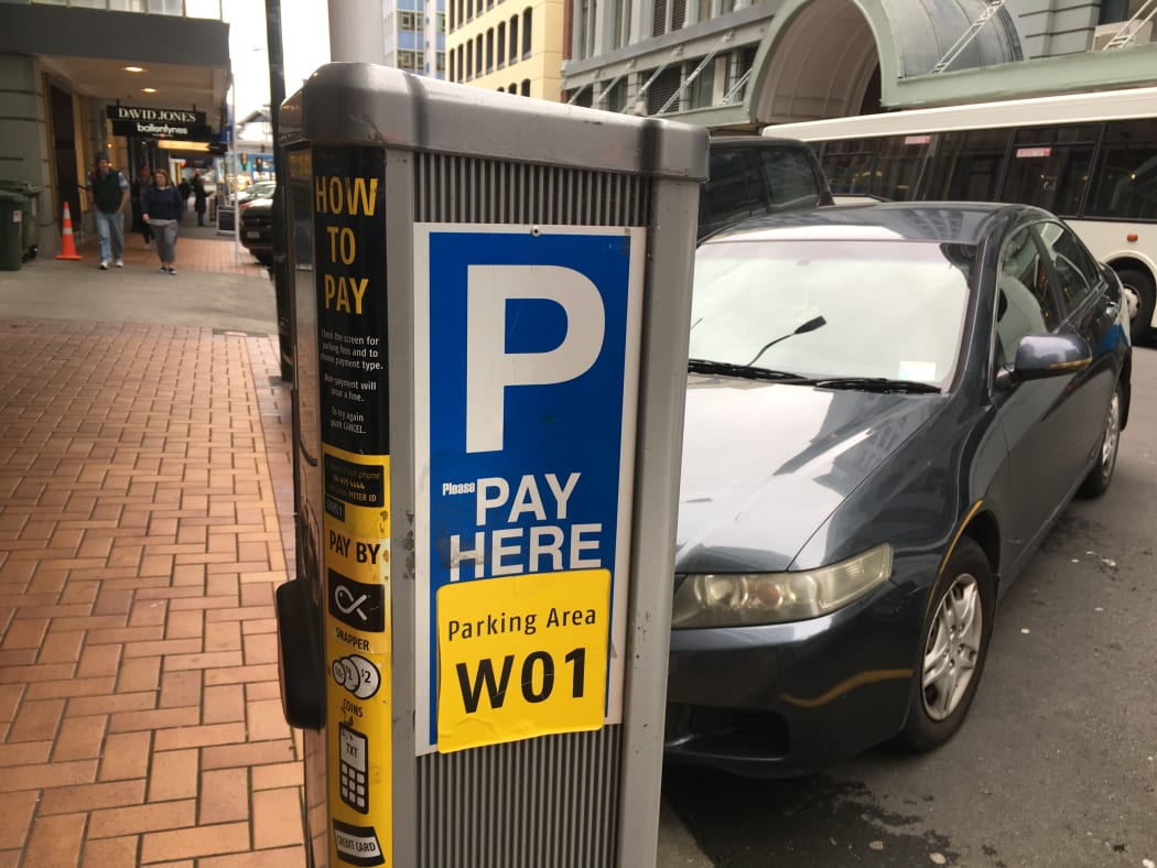 A file photo of someone paying for parking in Wellington's CBD