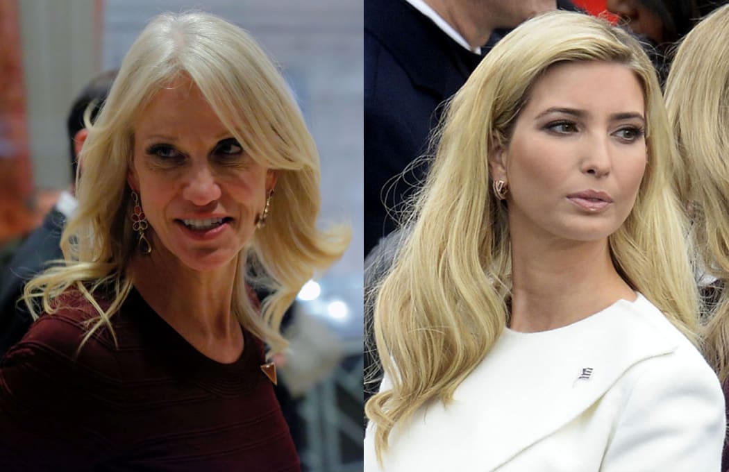 Kellyanne Conway, left, has been "counseled" by the White House after telling people to "Go buy Ivanka's stuff".