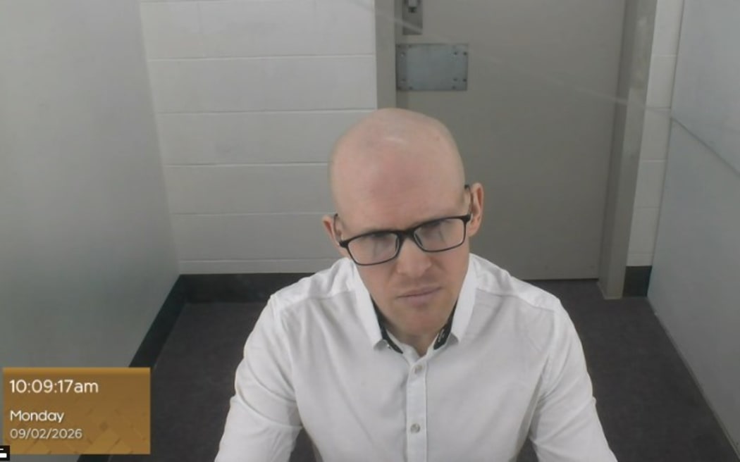 Brenton Tarrant appearing in court via video link.