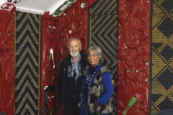 Michael Skerritt Snr with his partner at Murihiku Marae.