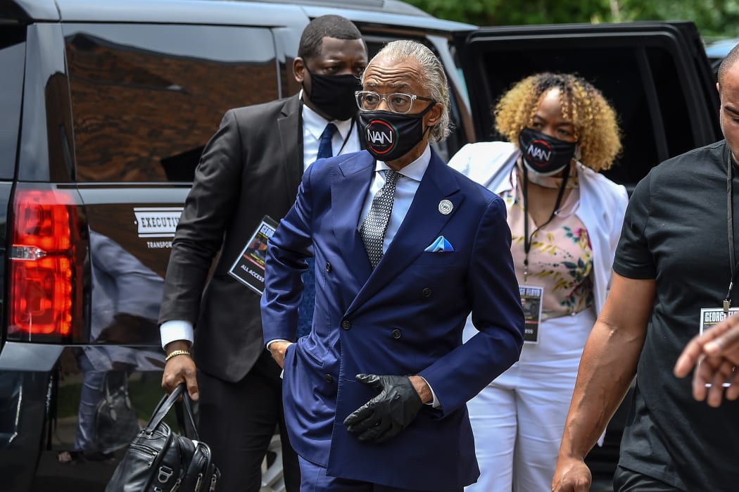 Civil rights activist Reverend Al Sharpton arrives for the memorial service in honour of George Floyd on June 4, 2020, in Minneapolis, Minnesota.