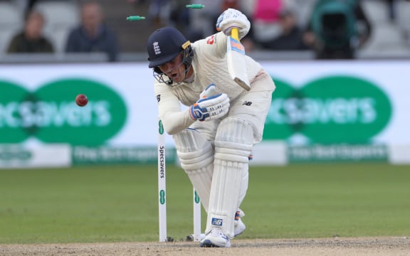 Jason Roy is bowled by Josh Hazlewood during the 4th Ashes Test Match between England and Australia at Old Trafford, Manchester on 6th September 2019. Copyright photo: Graham Morris / www.photosport.nz
