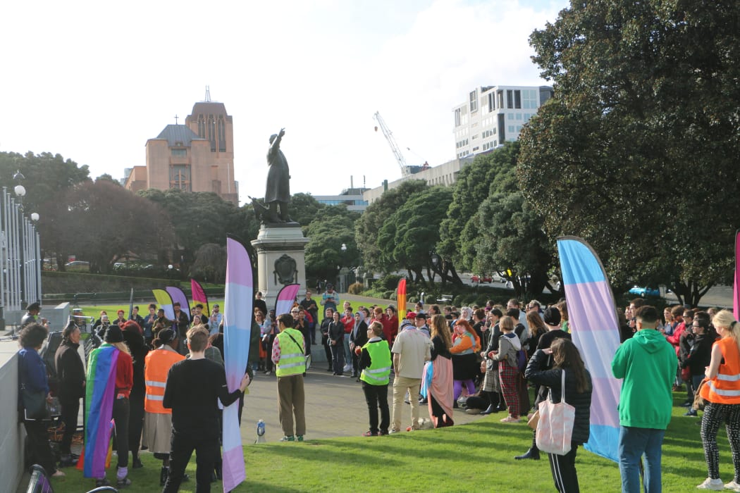 Black Trans Lives Matter gathering at Parliament on 4 July 2020.