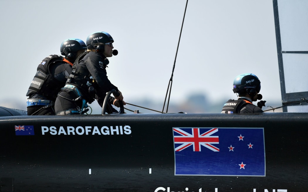 New Zealand SailGP Team helmed by Liv Mackay.