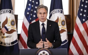 US Secretary of State Antony Blinken delivers remarks on the release of the 2021 Trafficking in Persons (TIP) Report at the State Department in Washington, DC on July 1, 2021.