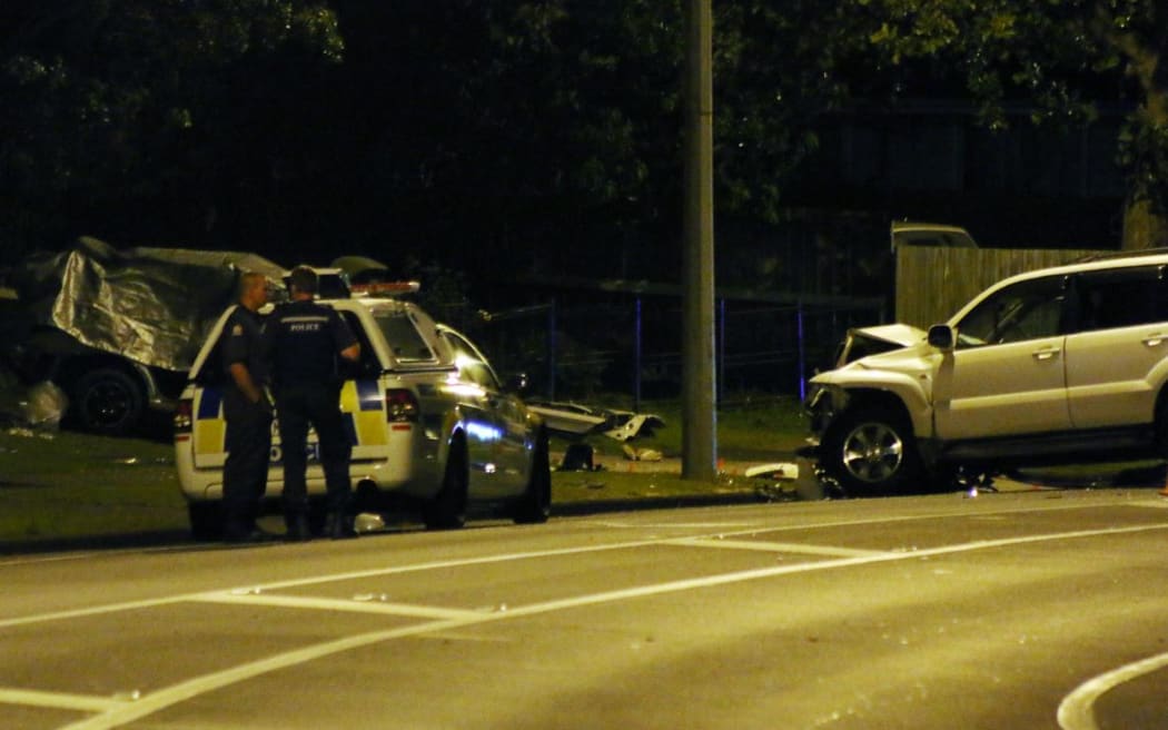 A car pursued by police crashed into another on Buckland Road, Mangere.