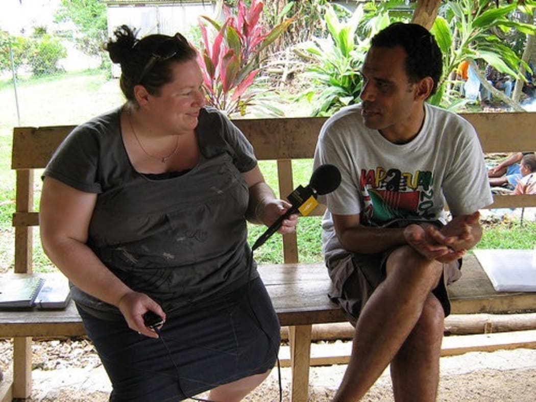 Megan Whelan and Ralph Reganvanu in Port Vila prior to the 2008 election.