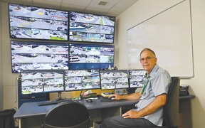 Gisborne Crime Prevention Camera Trust logistics coordinator Ken Huberts at Gisborne police station.
