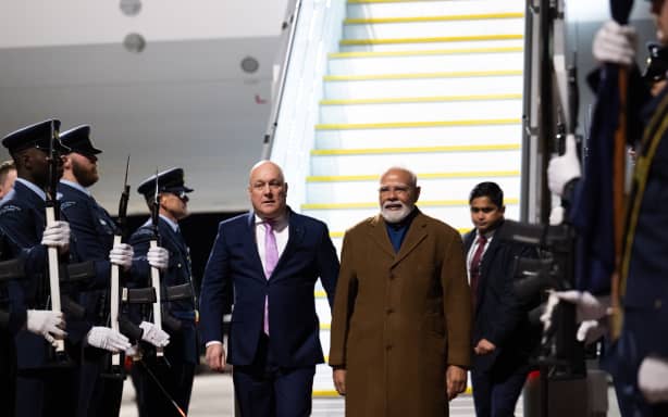 AUCKLAND, NEW ZEALAND - JULY 10: Arrivals on the tarmac at Auckland Airport. Official photo coverage of Indian Prime Minister Narendra Modi's visit to New Zealand. Auckland, New Zealand. (Photo by Mark Tantrum/http://marktantrum.com)