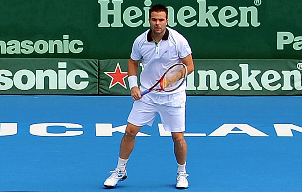 Daniele Bracciali playing at the Auckland Open in 2013.