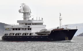 The super yacht Pangaea Ocean super yacht off Roseneath on Wednesday.