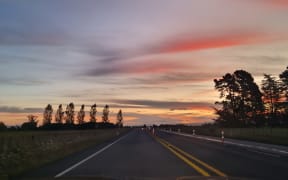 A stretch of highway south of Masterton at sunset.