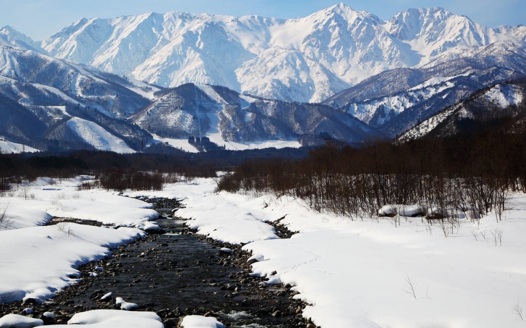 Mt  Shiroumadake, Hakuba village in winter, nagano japan