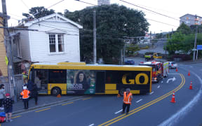 The bus hit a house in Newtown's Wallace Street.
