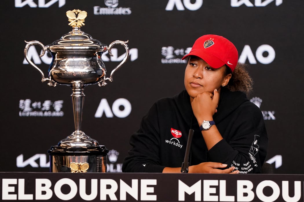 Naomi Osaka speaks at a press conference after winning her women's singles final match on day 13 of the Australian Open tennis tournament in Melbourne on February 20, 2021.