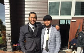 Eru Kapa-Kingi (left) and his brother Tipene Kapa-Kingi with his tiripou.