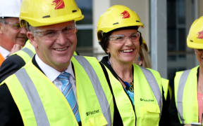 National leader John Key and National's Corrections spokesperson Anne Tolley at the Wiri Men's prison site.