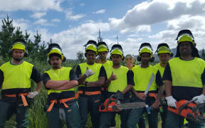Young Kaikohe men in the Project Manuka scheme.