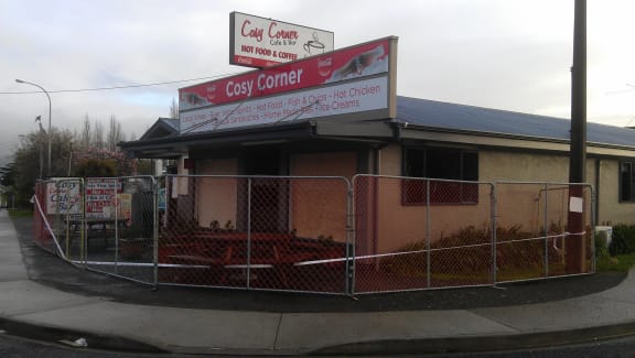 The Cosy Corner cafe is among the buildings cordoned off.