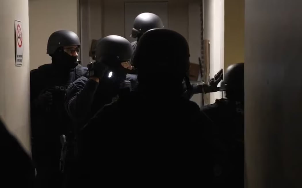 NSW Police storming the Waterloo unit of Landon Germanotta-Mills last Thursday.