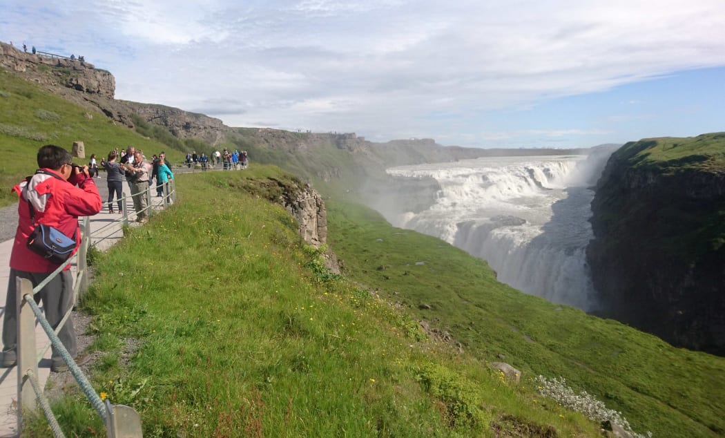 Gulfoss Waterfall a large, wide waterfall