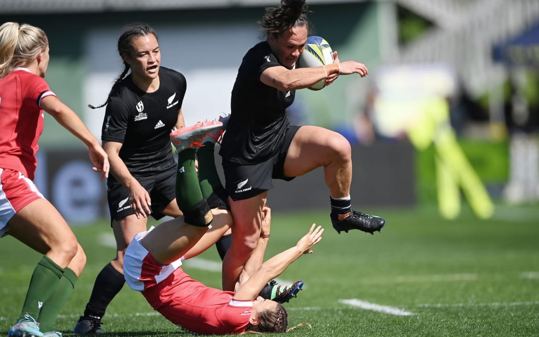 Portia Woodman in action against Wales at the Rugby World Cup.