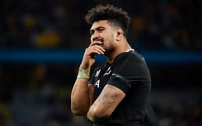 Ardie Savea of the All Blacks looks dejected after the teams defeat during the 2019 Bledisloe Cup test match between the New Zealand All Blacks and the Qantas Wallabies at Optus Stadium, August 10 2019 in Perth.