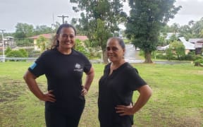 Gender Development official, Lululeen Santos and Pohnpei Senator, Herolyn Movick don black