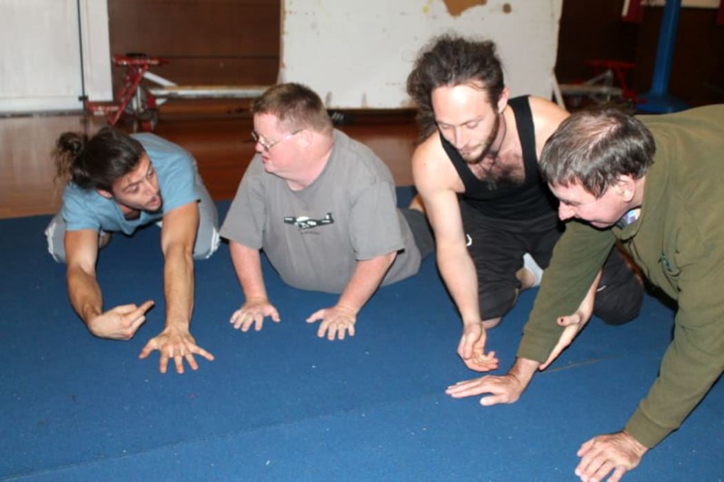 Tutors Jo and Mat help out with exercises