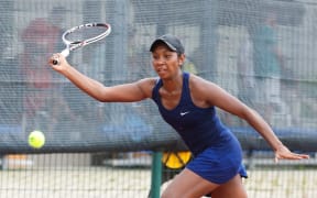 Abigail Tere-Apisah in action during the US$25,000 ITF event in Singapore.